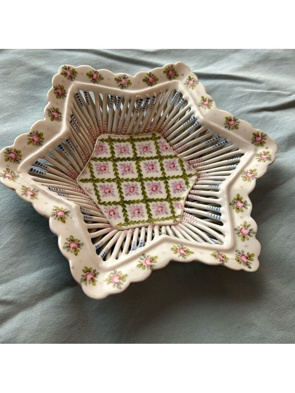 Rare vintage porcelain reticulated dish. Beautiful and very detailed